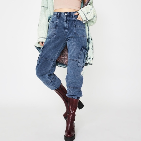 Free People Cargo Jeans Blue - Picture 4 of 8